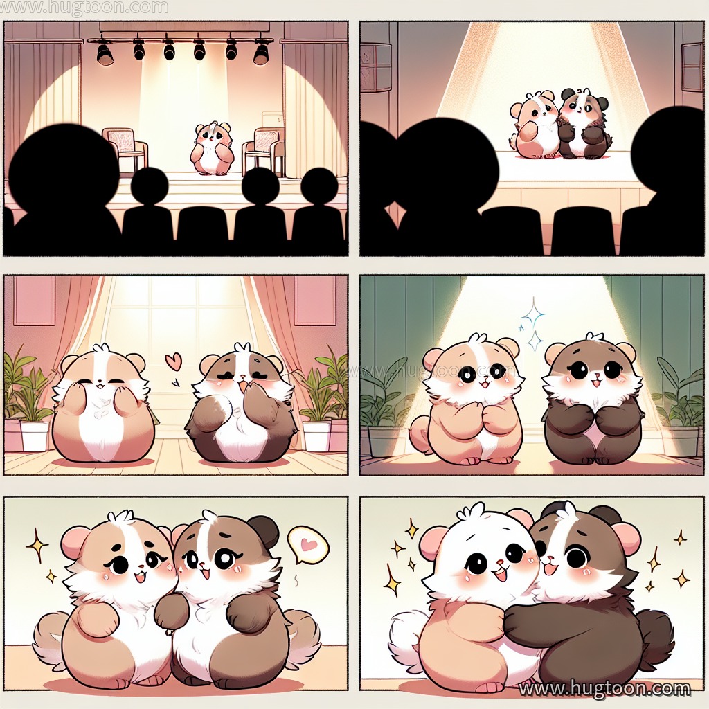 행복한 무대의 포옹